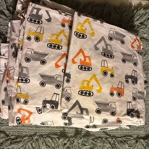 Pottery Barn Kids Construction Vehicle Bedding Sheets - Yellow, Orange, Gray
